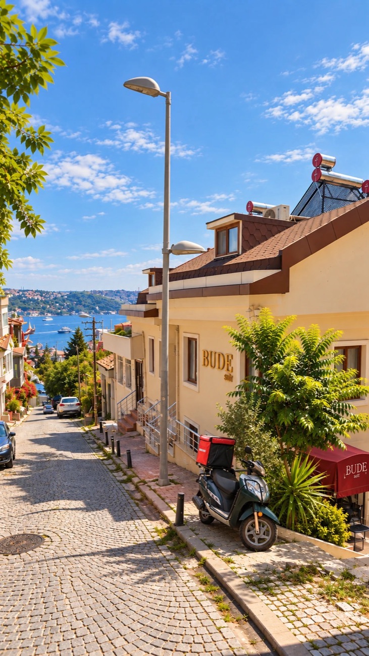 Bude Ortaköy sokaktan görünüşü, aşağıda Boğaz